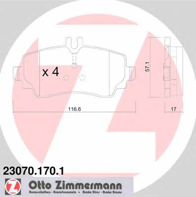Otto Zimmermann 23070.170.1 Brake Pad Set, disc brake 230701701