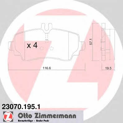 Otto Zimmermann 23070.195.1 Brake Pad Set, disc brake 230701951