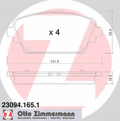 Otto Zimmermann 23094.165.1 Brake Pad Set, disc brake 230941651