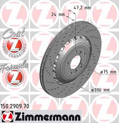 Otto Zimmermann 150.2909.70 Rear ventilated brake disc 150290970