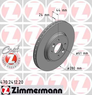 Otto Zimmermann 470.2412.20 Front brake disc ventilated 470241220