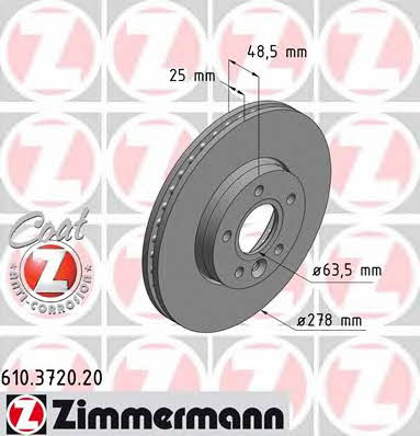 Otto Zimmermann 610.3720.20 Front brake disc ventilated 610372020