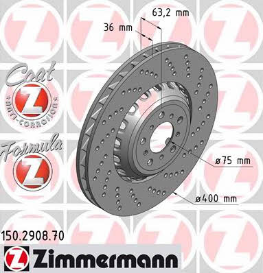 Otto Zimmermann 150.2908.70 Front right ventilated brake disc 150290870