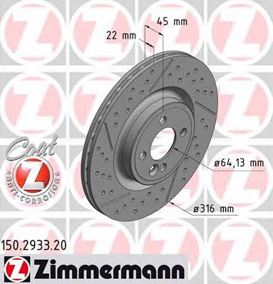 Otto Zimmermann 150.2933.20 Front brake disc ventilated 150293320