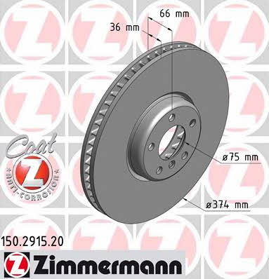 Otto Zimmermann 150.2915.20 Front brake disc ventilated 150291520
