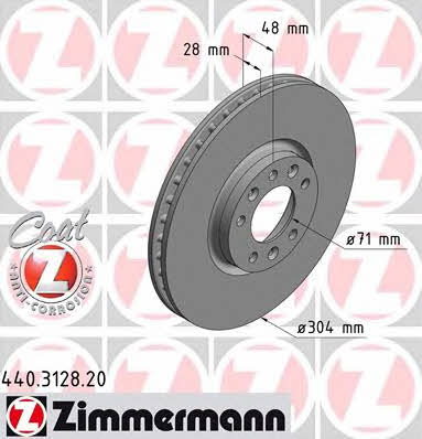 Otto Zimmermann 440.3128.20 Front brake disc ventilated 440312820