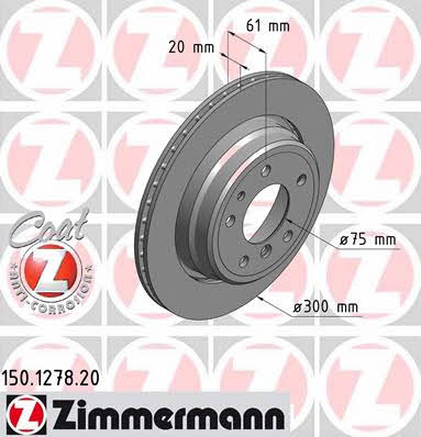 Otto Zimmermann 150.1278.20 Rear ventilated brake disc 150127820