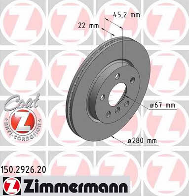 Otto Zimmermann 150.2926.20 Brake disc 150292620