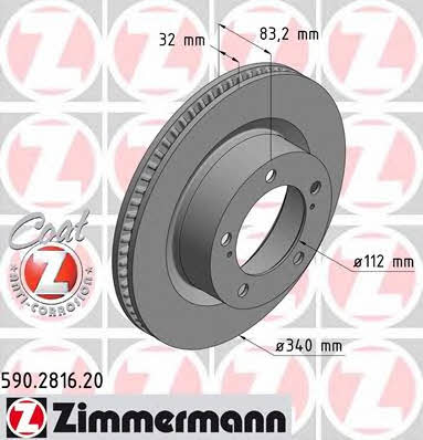 Otto Zimmermann 590.2816.20 Front brake disc ventilated 590281620