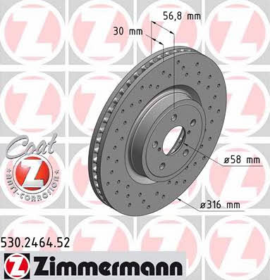 Otto Zimmermann 530.2464.52 Front brake disc ventilated 530246452