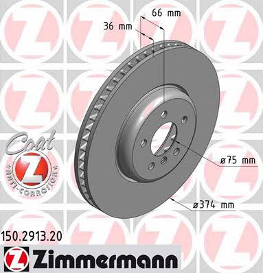 Otto Zimmermann 150.2913.20 Front brake disc ventilated 150291320