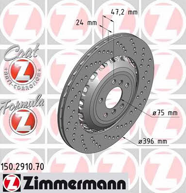 Otto Zimmermann 150.2910.70 Rear ventilated brake disc 150291070