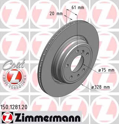 Otto Zimmermann 150.1281.20 Rear ventilated brake disc 150128120