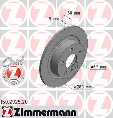 Otto Zimmermann 150.2925.20 Rear brake disc, non-ventilated 150292520