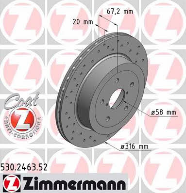 Otto Zimmermann 530.2463.52 Rear ventilated brake disc 530246352