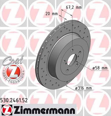 Otto Zimmermann 530.2461.52 Rear ventilated brake disc 530246152