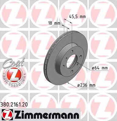 Otto Zimmermann 380.2161.20 Front brake disc ventilated 380216120
