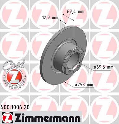 Otto Zimmermann 400.1006.20 Unventilated front brake disc 400100620