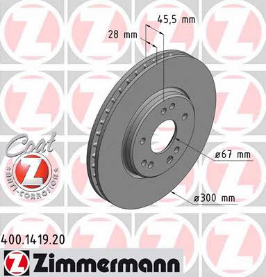 Otto Zimmermann 400.1419.20 Front brake disc ventilated 400141920