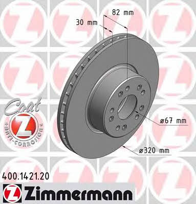 Otto Zimmermann 400.1421.20 Front brake disc ventilated 400142120