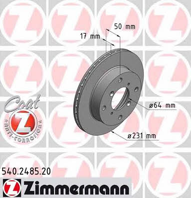 Otto Zimmermann 540.2485.20 Front brake disc ventilated 540248520
