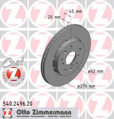 Otto Zimmermann 540.2496.20 Front brake disc ventilated 540249620