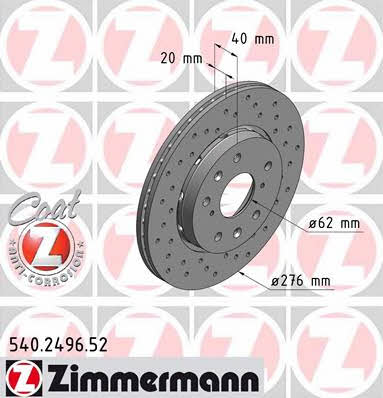 Otto Zimmermann 540.2496.52 Front brake disc ventilated 540249652