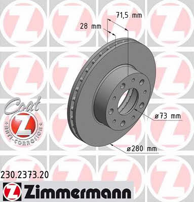 Otto Zimmermann 230.2373.20 Front brake disc ventilated 230237320