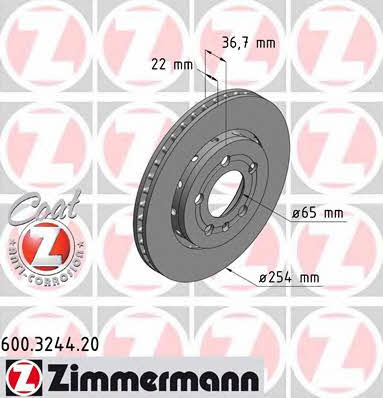 Otto Zimmermann 600.3244.20 Rear ventilated brake disc 600324420