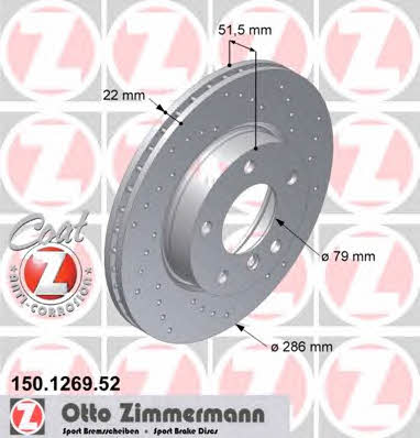 Otto Zimmermann 150.1269.52 Front brake disc ventilated 150126952