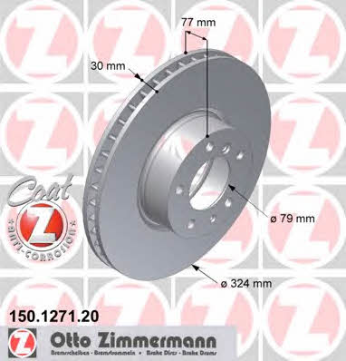 Otto Zimmermann 150.1271.20 Front brake disc ventilated 150127120