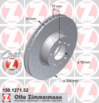 Otto Zimmermann 150.1271.52 Front brake disc ventilated 150127152