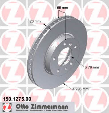 Otto Zimmermann 150.1275.00 Front brake disc ventilated 150127500