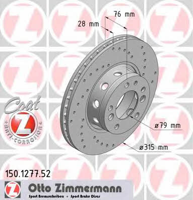 Otto Zimmermann 150.1277.52 Brake disc 150127752