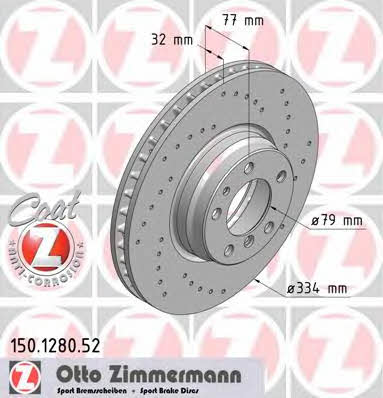 Otto Zimmermann 150.1280.52 Brake disc 150128052