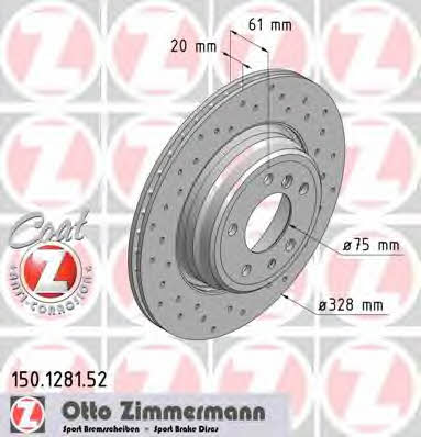 Otto Zimmermann 150.1281.52 Brake disc 150128152