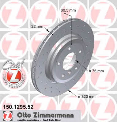 Otto Zimmermann 150.1295.52 Rear ventilated brake disc 150129552
