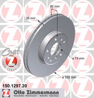 Otto Zimmermann 150.1297.20 Front brake disc ventilated 150129720