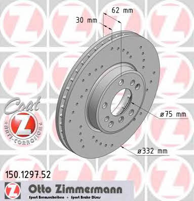 Otto Zimmermann 150.1297.52 Front brake disc ventilated 150129752