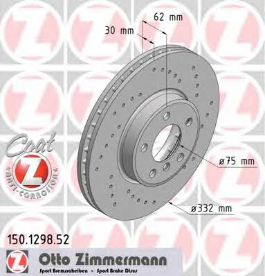 Otto Zimmermann 150.1298.52 Front brake disc ventilated 150129852