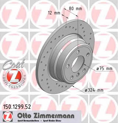 Otto Zimmermann 150.1299.52 Rear brake disc, non-ventilated 150129952