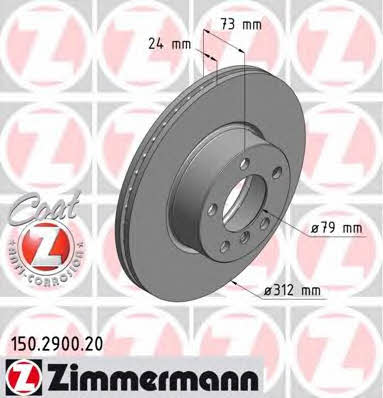 Otto Zimmermann 150.2900.20 Front brake disc ventilated 150290020
