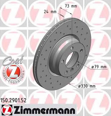 Otto Zimmermann 150.2901.52 Front brake disc ventilated 150290152