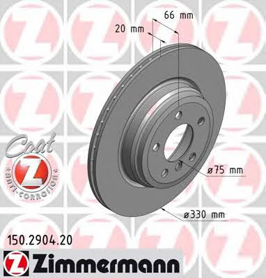 Otto Zimmermann 150.2904.20 Rear ventilated brake disc 150290420