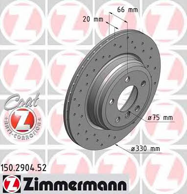 Otto Zimmermann 150.2904.52 Rear ventilated brake disc 150290452