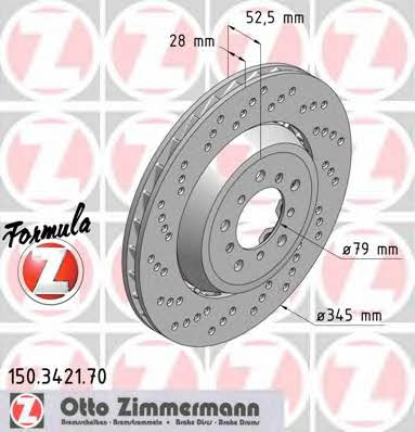 Otto Zimmermann 150.3421.70 Front brake disc ventilated 150342170