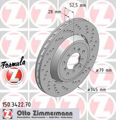 Otto Zimmermann 150.3422.70 Front brake disc ventilated 150342270
