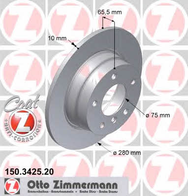Otto Zimmermann 150.3425.20 Rear brake disc, non-ventilated 150342520