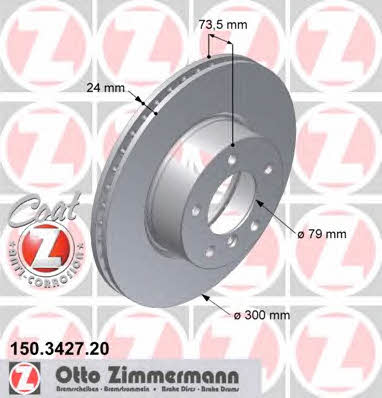 Front vented brake disc Otto Zimmermann 150.3427.20