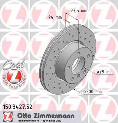 Front vented brake disc Otto Zimmermann 150.3427.52